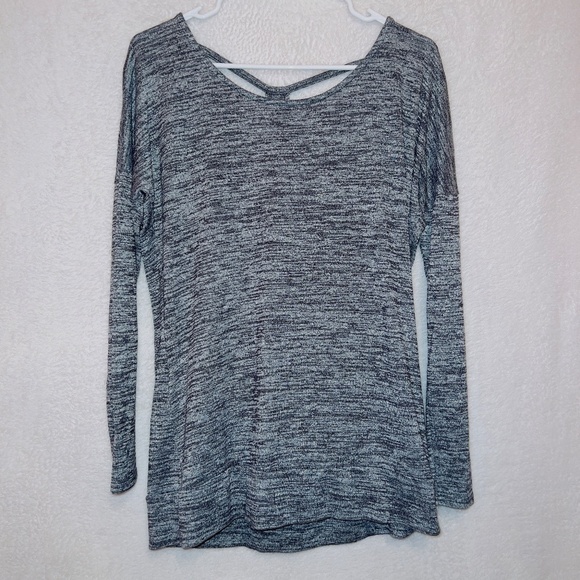 Athleta Heather Gray Long Sleeve Open Back Sweater size medium - Picture 1 of 7